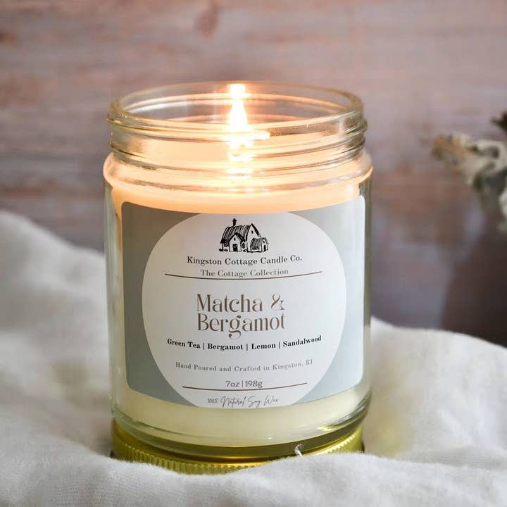Kingston Cottage Candle Co. - Wholesale Jar/Filled Candle - Matcha and Bergamot Candle