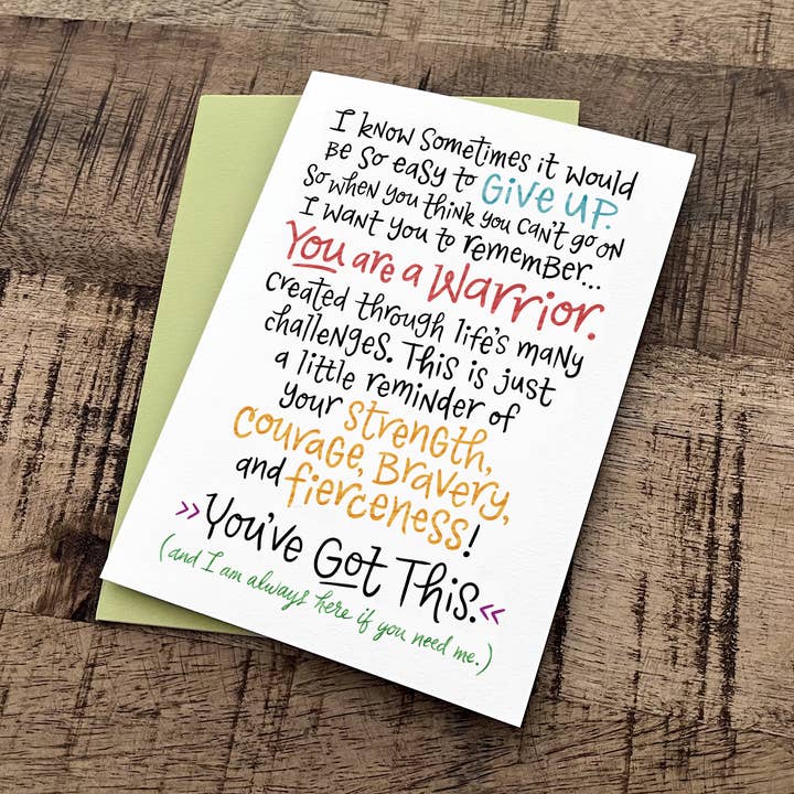 You Are A Warrior Greeting Card / Thinking of You / Cancer for wholesale by Inkwood Co