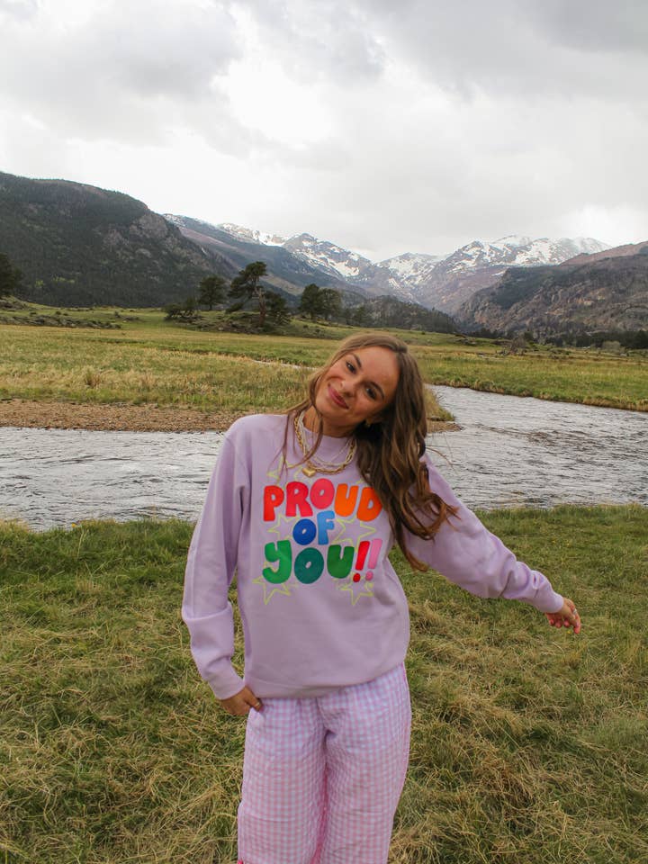 Proud of You Crew Lilac for wholesale by Raine Company