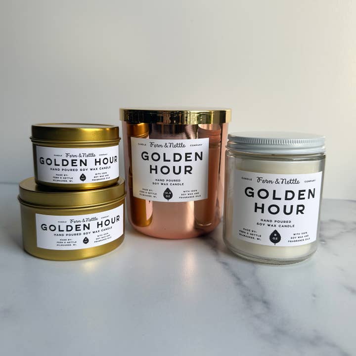 Golden Hour Soy Wax Candle for wholesale by Fern and Nettle