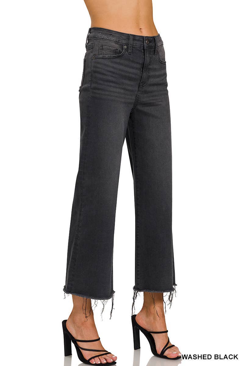 High Rise Washed Black Cropped Jean Pants for wholesale on Faire1