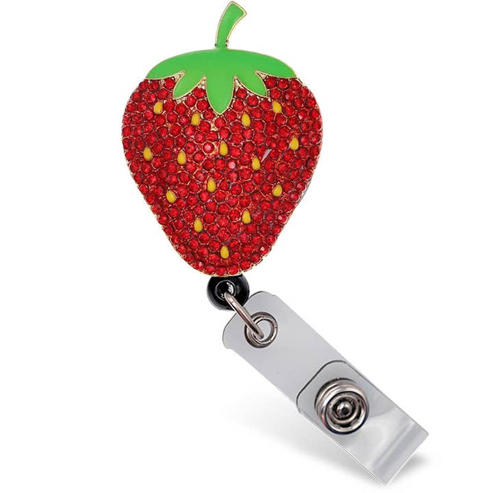 Strawberry Sparkle And Shine Badge Reel for wholesale by OUTSIDE THE BOX, LLC