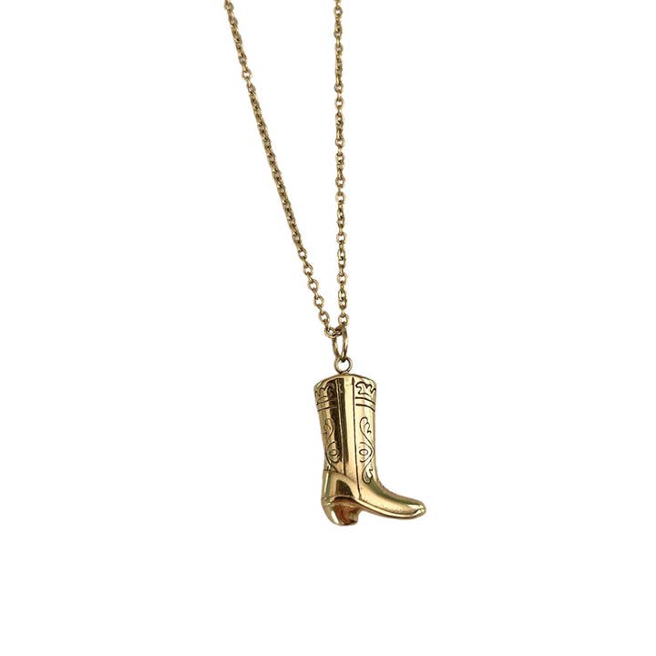 The Sage Vintage - Wholesale Pendant/Charm Necklace - Cowgirl Boot Necklace
