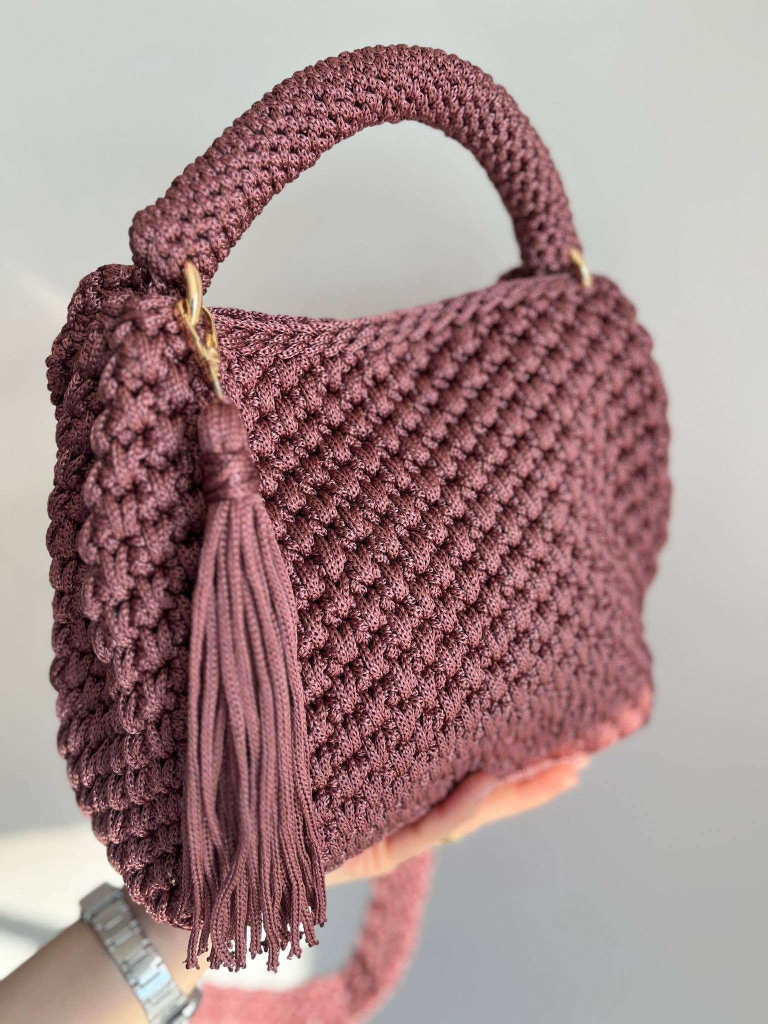 CHQEL – wholesale Shoulder bag – women's – CHQEL Polyester Macrame Shoulder Bag Handmade Crochet Bag4