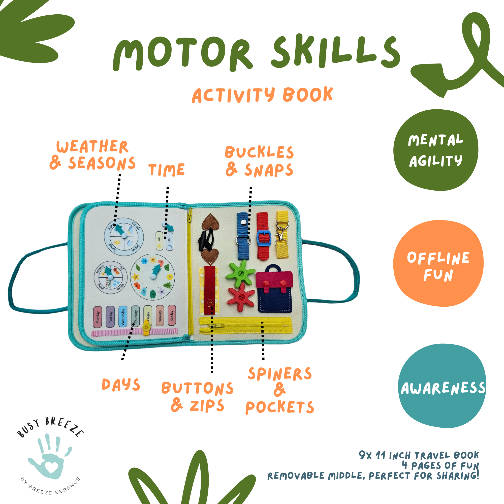 Breeze Essence Inc. - Wholesale Preschool Book (3-5) - Busy Board- Woodland2