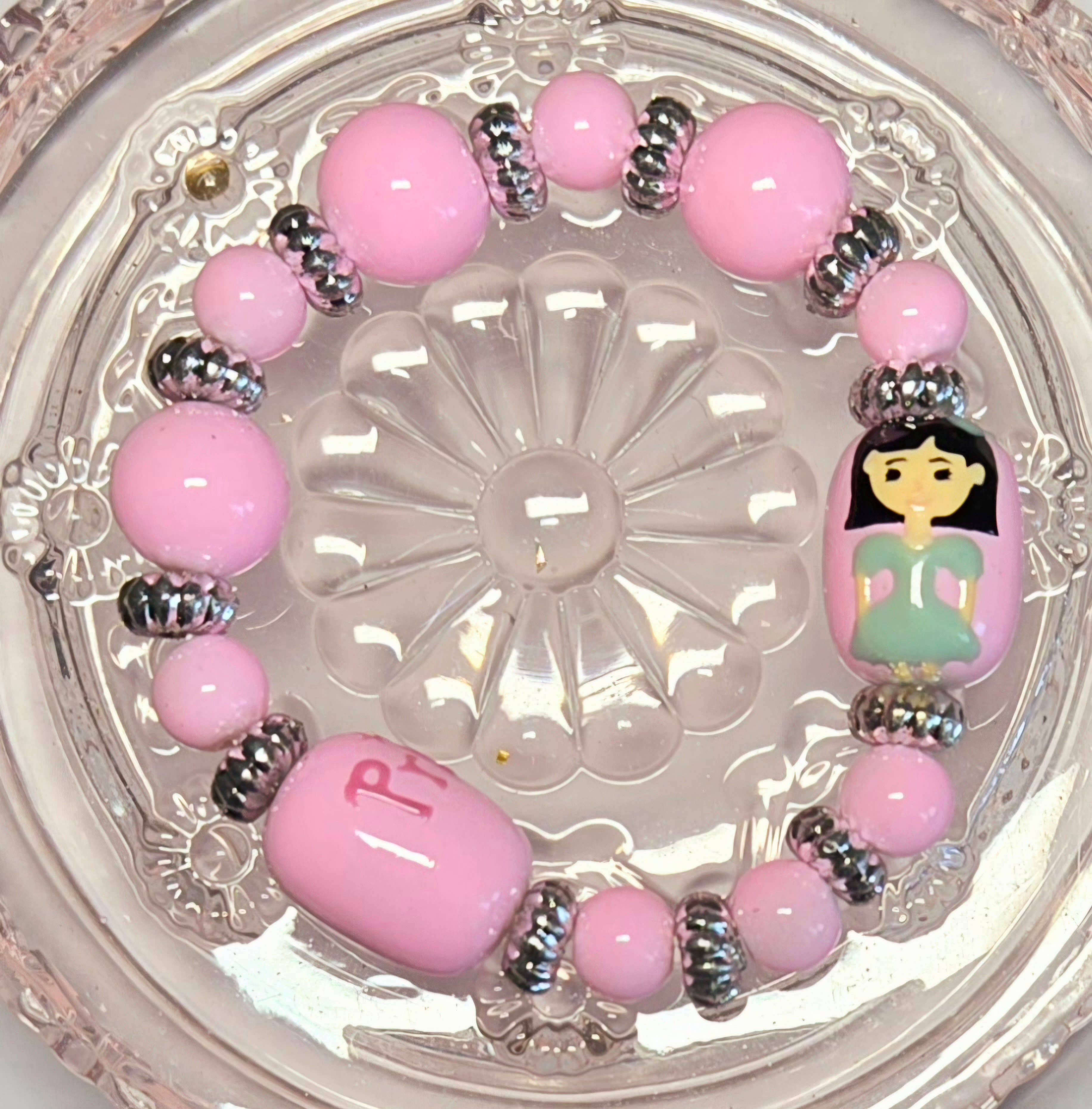 Fiona Accessories – Engroshandel Perlearmbånd – Børn – Ballerina Princess Børnearmbånd Malet Perler PINK1