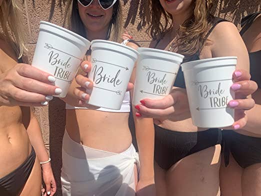 Funky Junque - Wholesale Disposable Cup - Bridal Party Cups -Just Married (Dozen/White)2