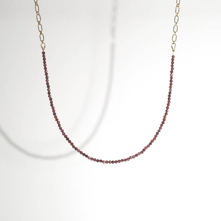 Garnet Gold Necklace for wholesale by LateLate Jewelry