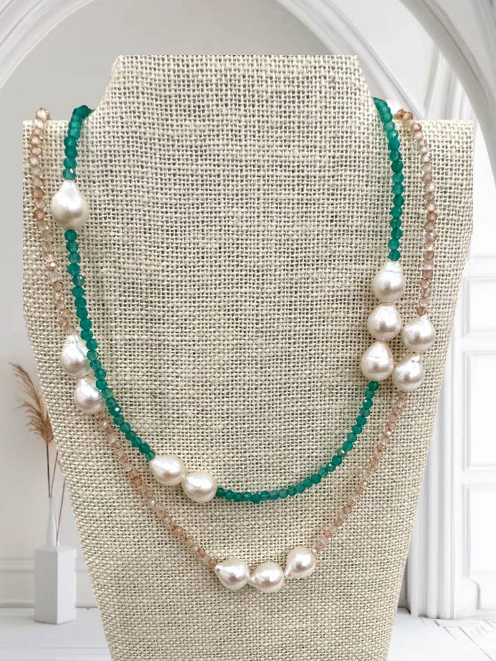 #1317-Sten och Mini Barock Pärlhalsband för wholesale av Studio G