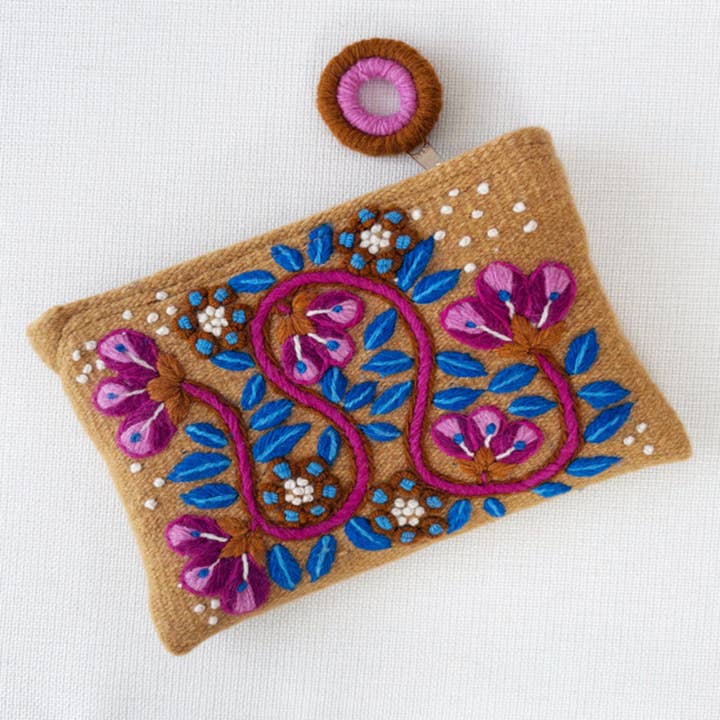 Four Seasons Embroidered Wool Pouch for wholesale by Jenny Krauss