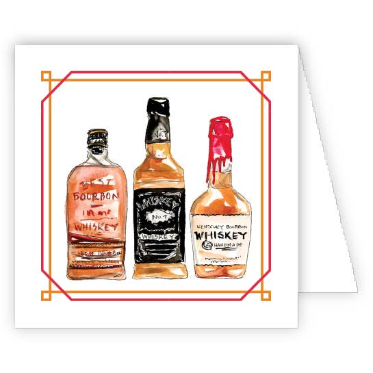 Handpainted Whiskey Bottles Enclosure Card for wholesale by RosanneBeck Collections