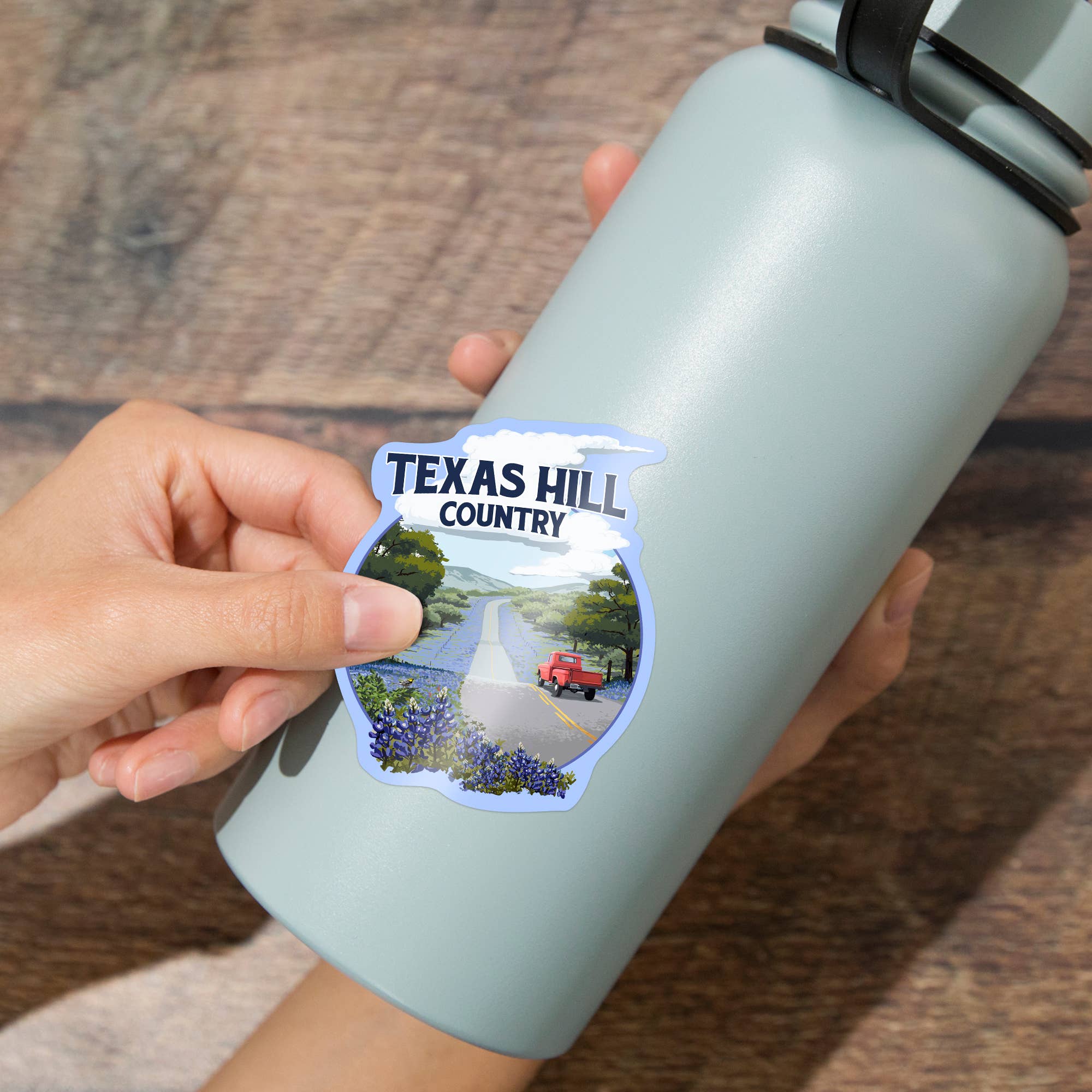 Lantern Press - Venta al por mayor Pegatina - PEGATINAS Texas Hill Country, Texas, Bluebonnets1