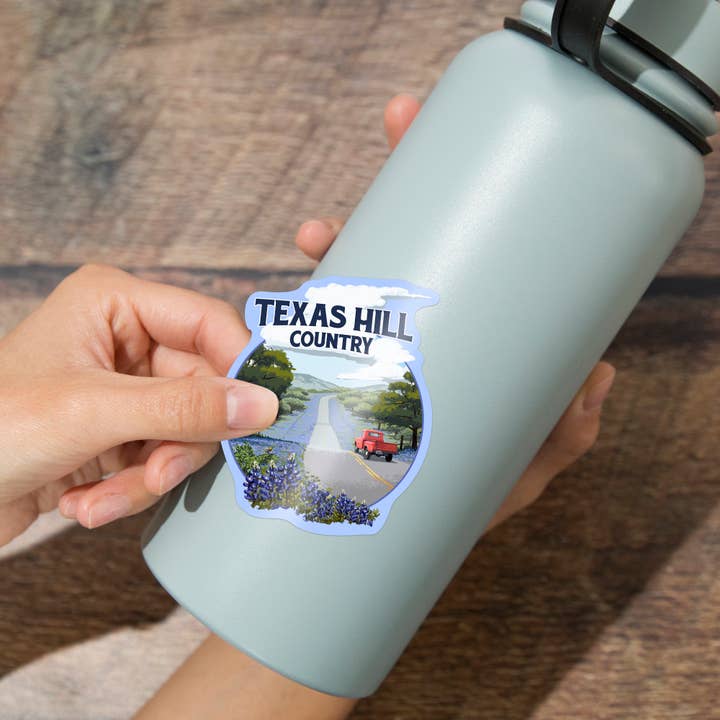 Lantern Press - Vendita all'ingrosso Adesivo - ADESIVI Texas Hill Country, Texas, Bluebonnets1
