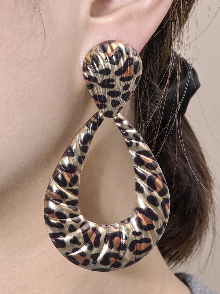 Ladies Leopard Water Dropped Pandent Earrings SKAJ4225 for wholesale by Sweetkama