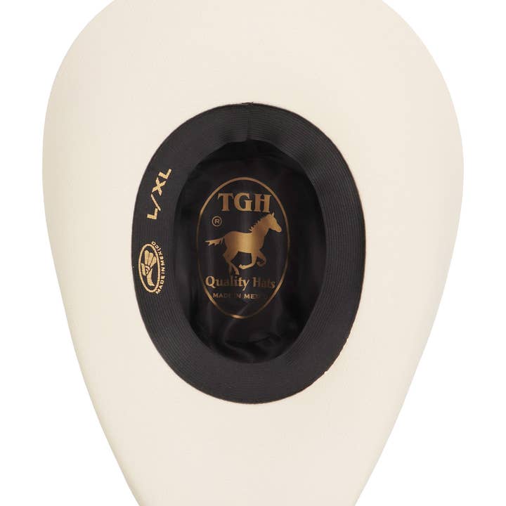 IVORY Gold Rodeo Vaquero Bangora Straw Cowboy Hat for wholesale on Faire6