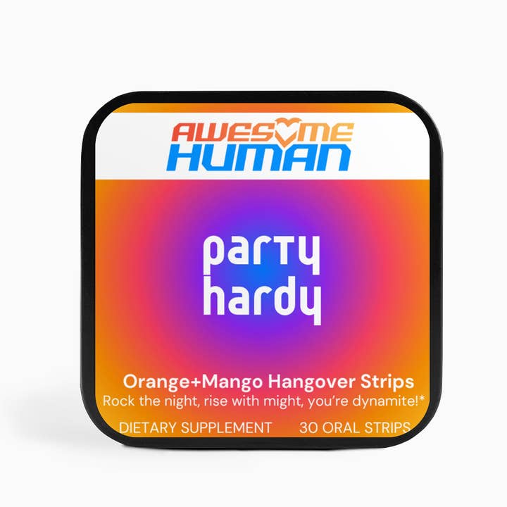 Awesome Human - Vente Supplément oral/vitamine - Party Hardy | Bandes anti-gueule de bois à l'orange et à la mangue