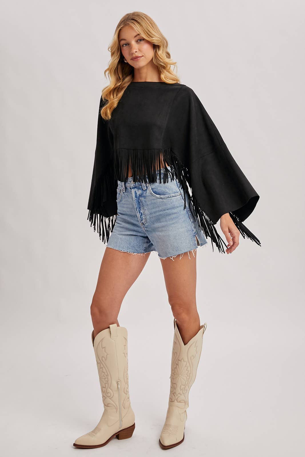 Bluivy - Wholesale Poncho - Women's - WESTERN BOHEMIAN SUEDE FRINGE CAPE11