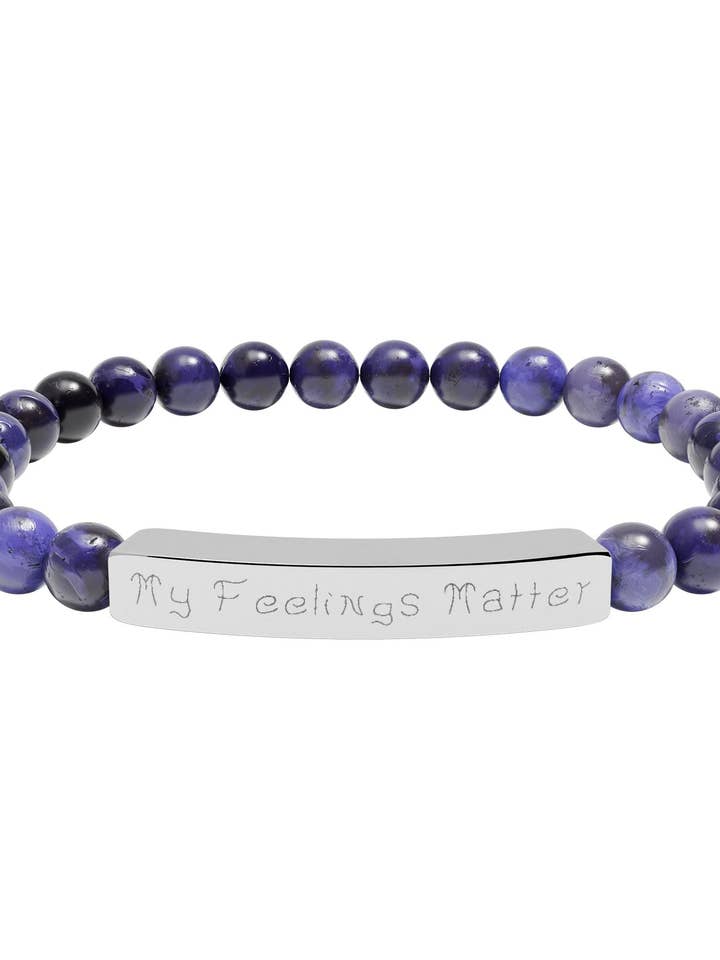 My Feelings Matter Engraved Natural Stone Stretch Bracelet for wholesale by Hideaways Essentials