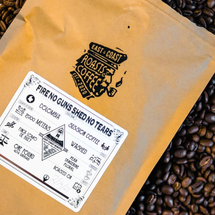 Fire No Guns, Shed No Tears - Colombian Coffee for wholesale by East Coast Roasts Coffee Co.
