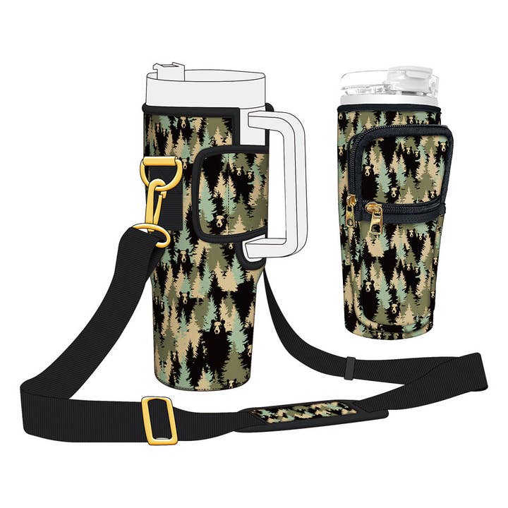 Meet Retro Camo Brown Bear Bottle Carrier for 40oz Tumbler for wholesale by OEELINN
