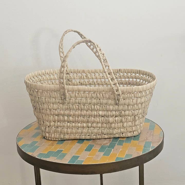 Bolsa con asas de mimbre - MOSES BASKET - Hecho a mano en Marruecos para venta al por mayor de libitiishop