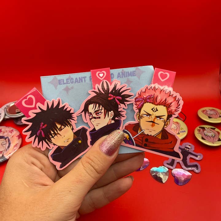 Jujutsu Kaisen magnetiska bokmärken i rosettestil för wholesale av Elegant Potato Anime