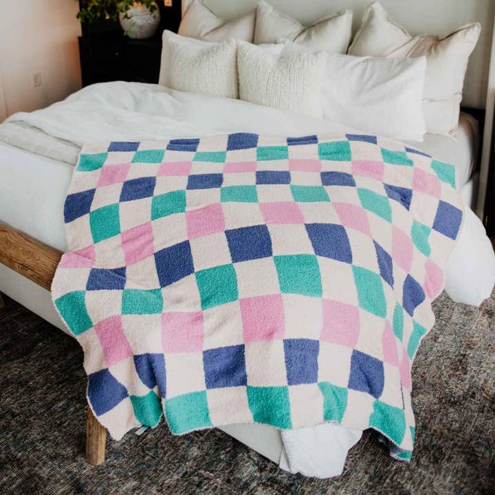 Multicolor Checkered Oversized Throw Blanket for wholesale by Katydid