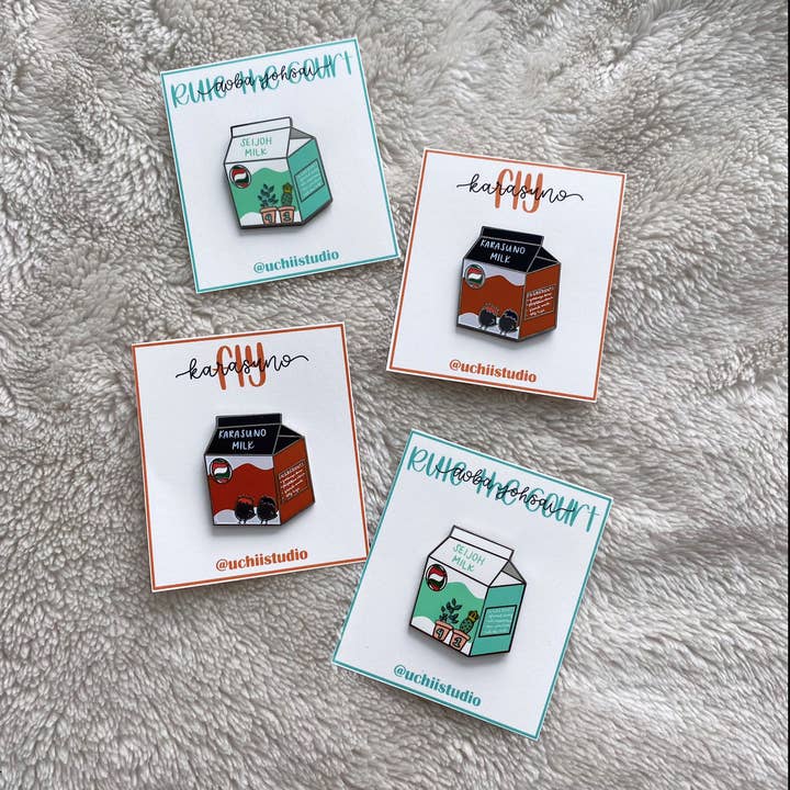 Haikyuu Inspired Milk Enamel Pins for wholesale by uchii studio