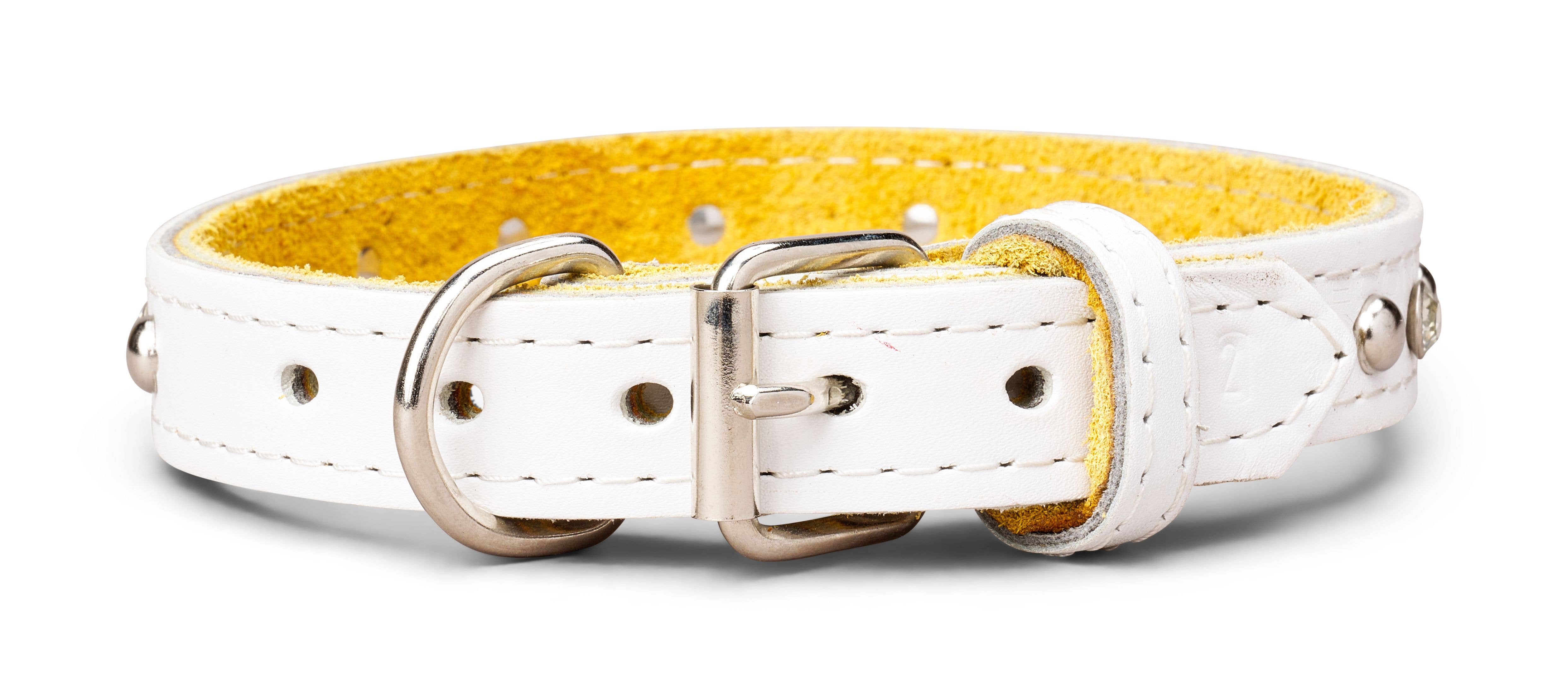 TOP DOG BRAND INC - Venta al por mayor Collar - Perros - Collar de cuero de 1 pulgada de ancho con diamantes de imitación transparentes y tachuelas.7