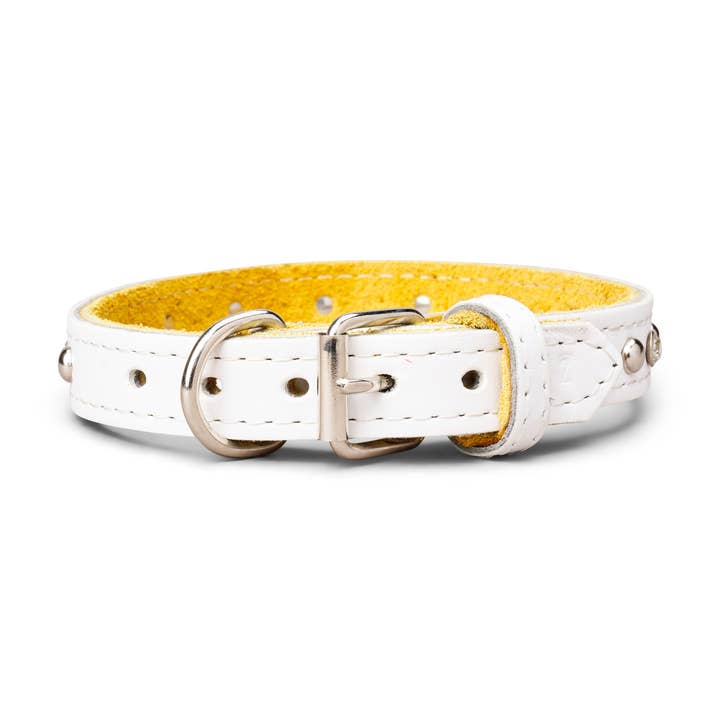 TOP DOG BRAND INC - Venta al por mayor Collar - Perros - Collar de cuero de 1 pulgada de ancho con diamantes de imitación transparentes y tachuelas.7