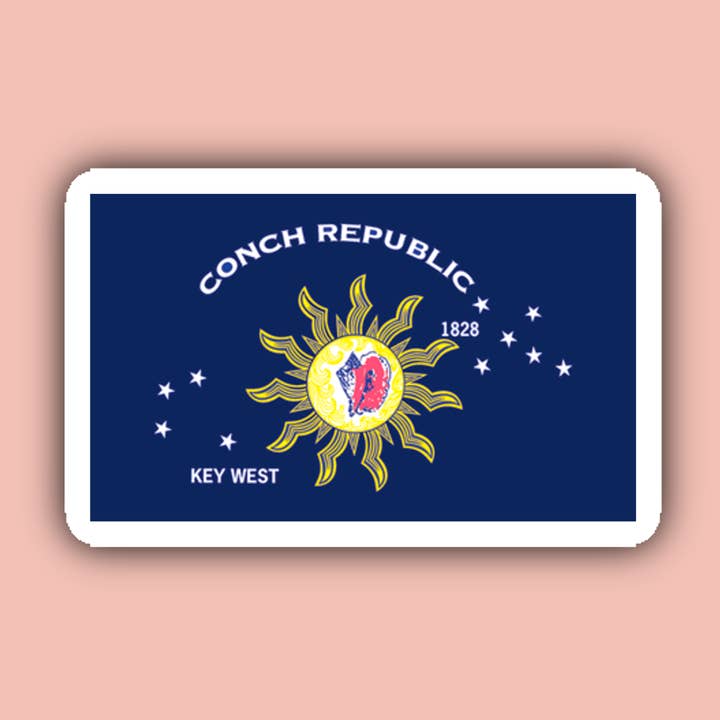 Conch Republic Flag - 3" Waterproof Sticker for wholesale by Delmarva Stickers