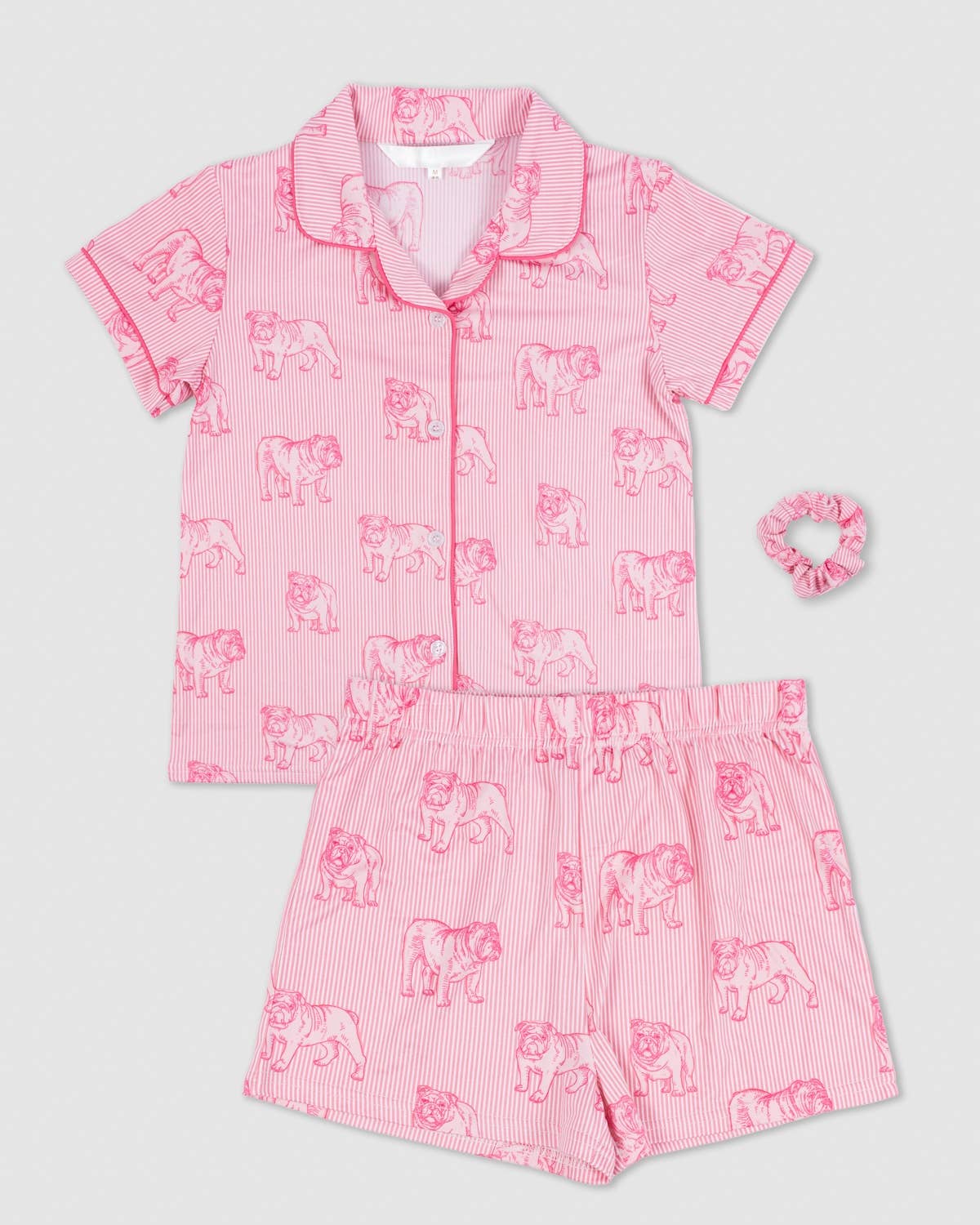 The Royal Standard – Engroshandel Pyjamasæt - Børn – Piges Bulldog Stare Sovesæt   Pink/Lyserød   -Ass.3