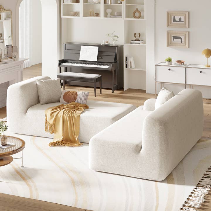 Beige Modern L-Shape Modular Sofa 2-Piece Set for wholesale on Faire