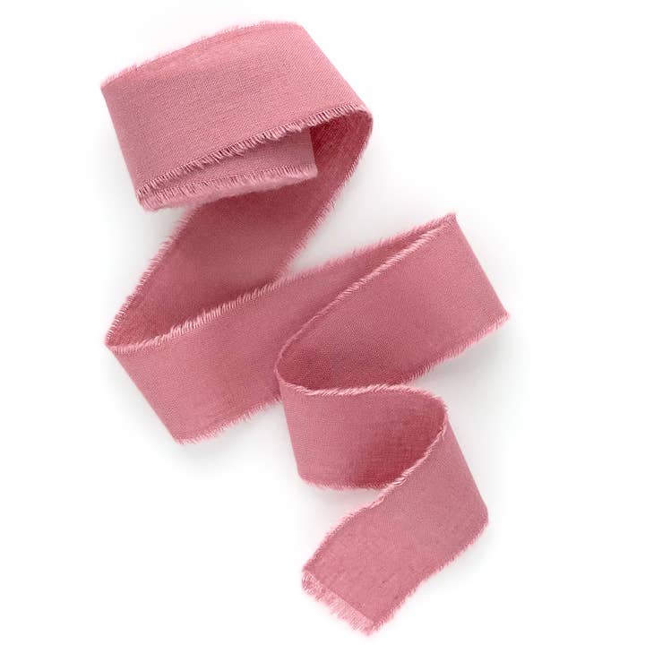 LinenLark - Wholesale Ribbon - Gift Wrapping - Hand-dyed frayed edges ribbon No silk cotton ribbon Vegan