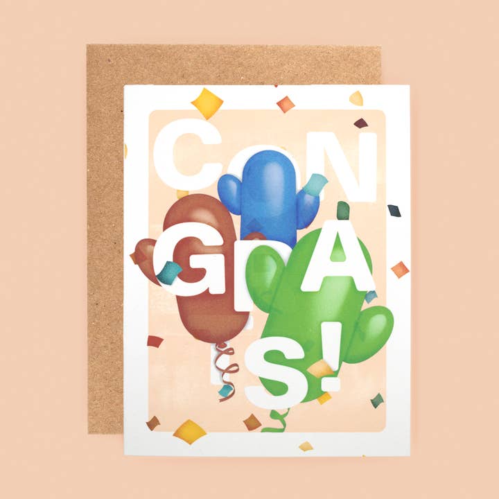 Congrats Confetti wenskaart voor wholesale door Cacti Oasis©