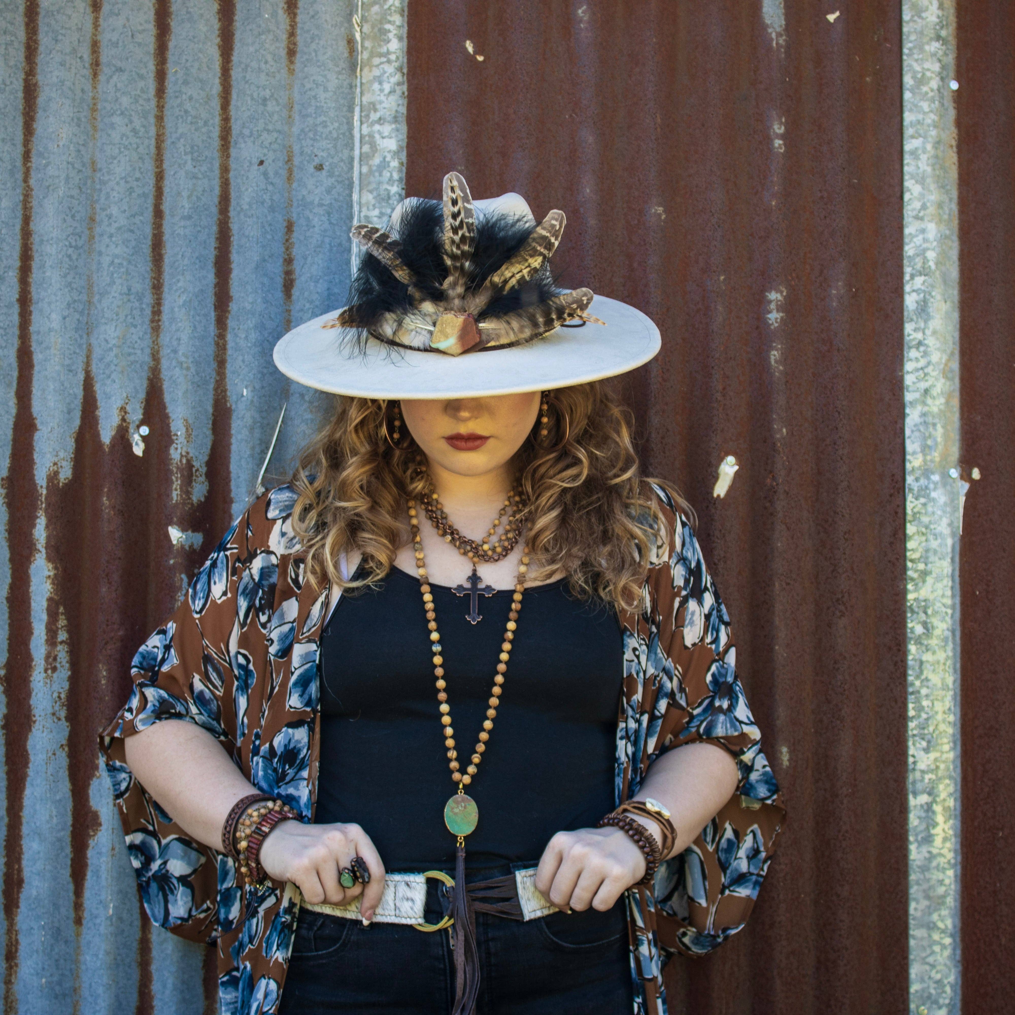 The Jewelry Junkie - Wholesale Pendant/Charm Necklace - Picture Jasper Beaded Collar Necklace w/ Cross Pendant 261b3