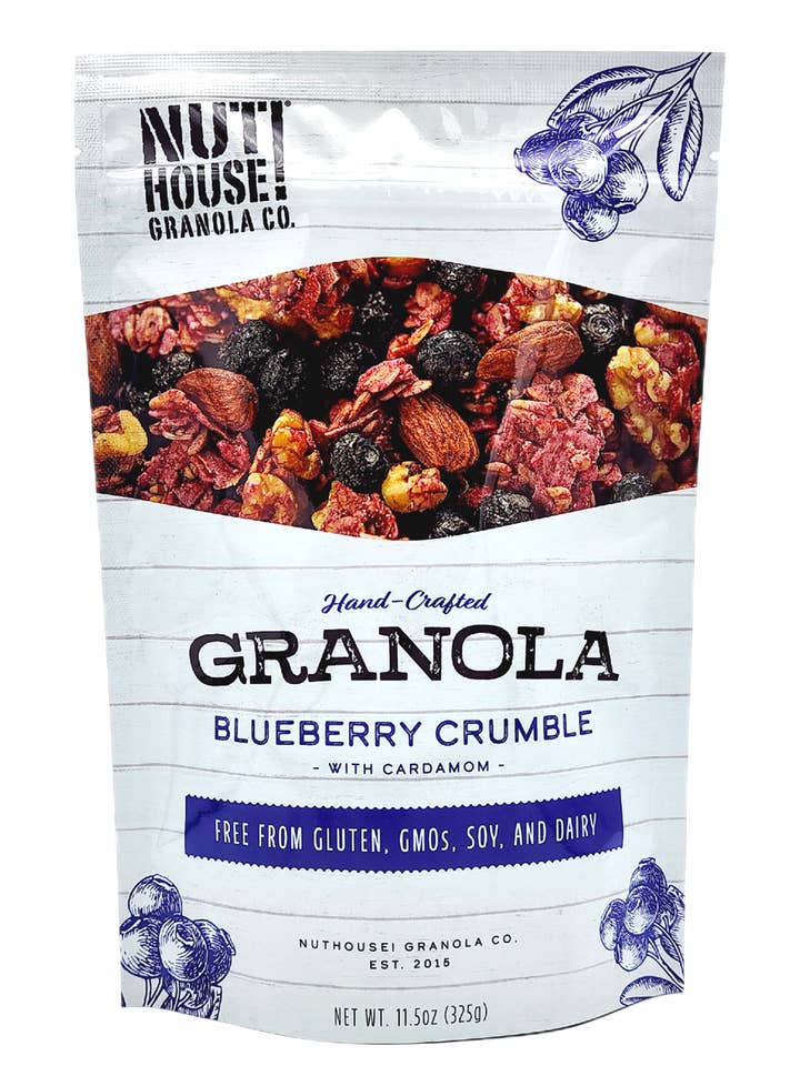 Granola au crumble aux bleuets, 6 x 11,5 oz pour la vente par NutHouse! Granola Company