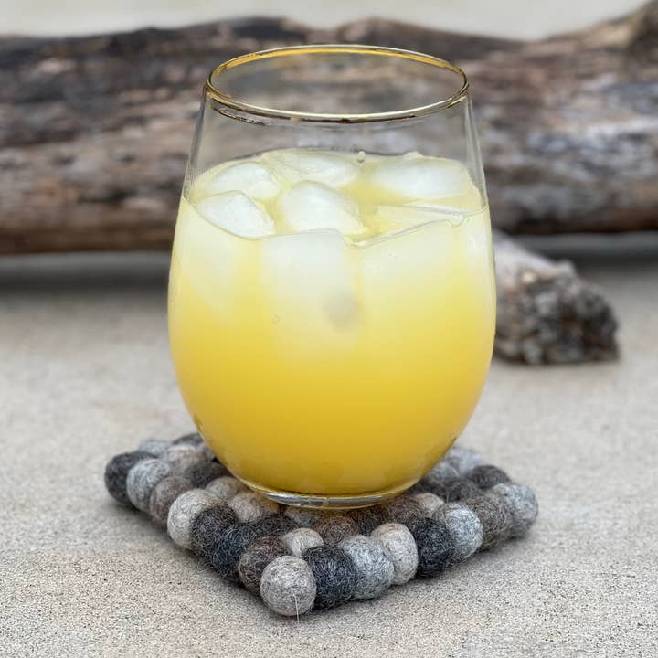 Lungta Imports - Wholesale Coasters - Fair Trade Natural Felt Ball Tea Coasters, Cup Mug Coasters