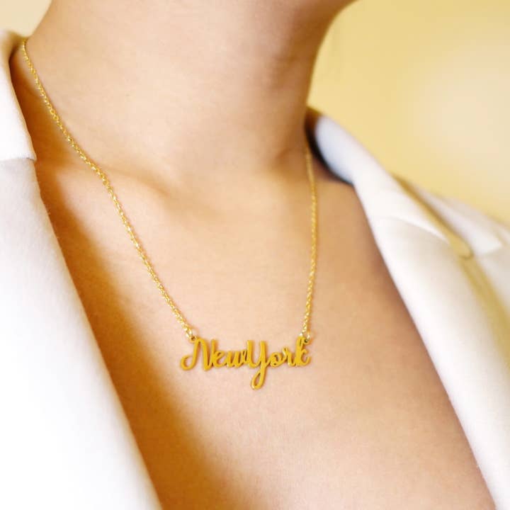 Plata Collar con escritura de Nueva York de venta al por mayor en Faire1