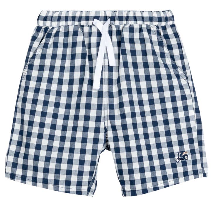 Short en popeline vichy bleu marine pour la vente par Miles the Label