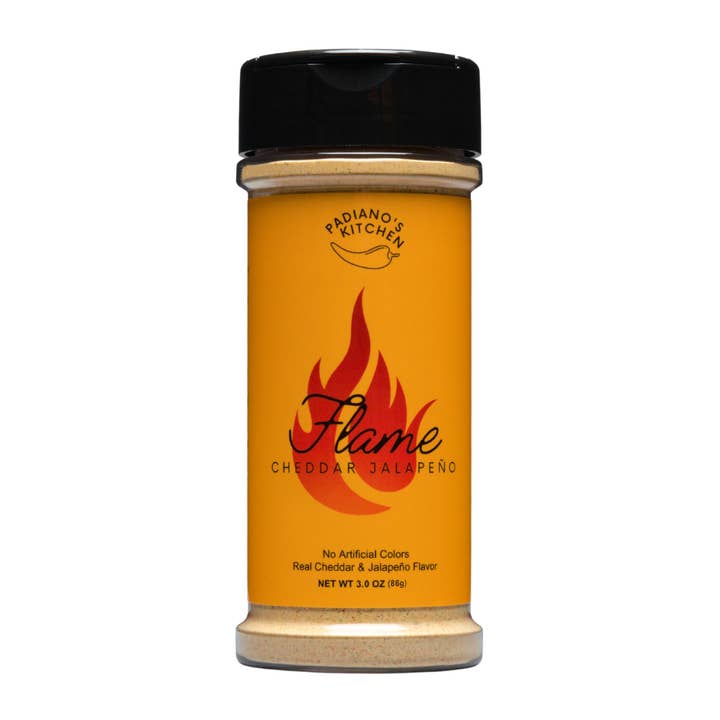 Flame Cheddar Jalapeno Seasoning for wholesale by Padiano's Kitchen