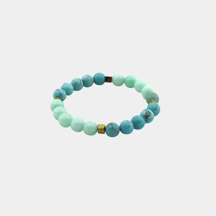 Håb & Positivitet - Turkis, Amazonit, Hæmatit - Gemstone armbånd for engroshandel hos Omen Bazaar LLC