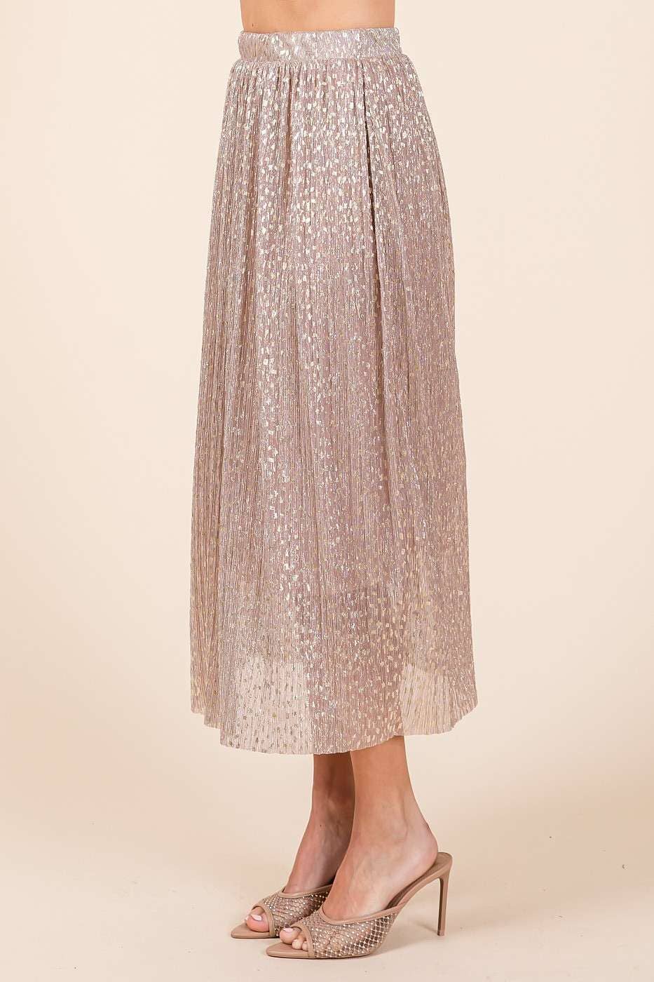 mittoshop - Wholesale Skirt - Women's - METALLIC GLITTER SPECKLE PRINT ELASTIC MIDI SKIRT6