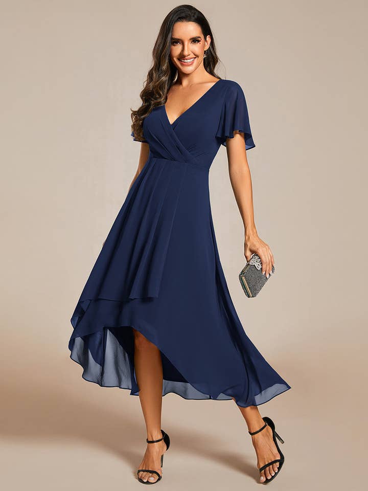 Ever-Pretty - Wholesale Dress – Women's - V-Neck Midi Chiffon Wedding Guest Dresses17