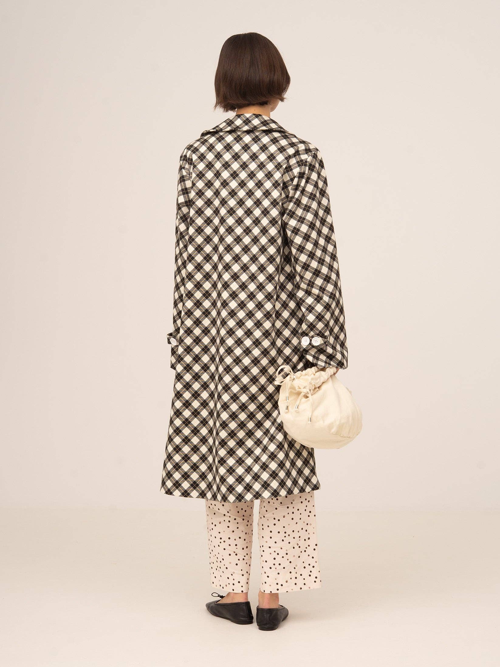 CARMEN SAYS - Wholesale Trench Coat - Women's - Gabardine with Geometric Print Inspired by Classic Betty Argyle2