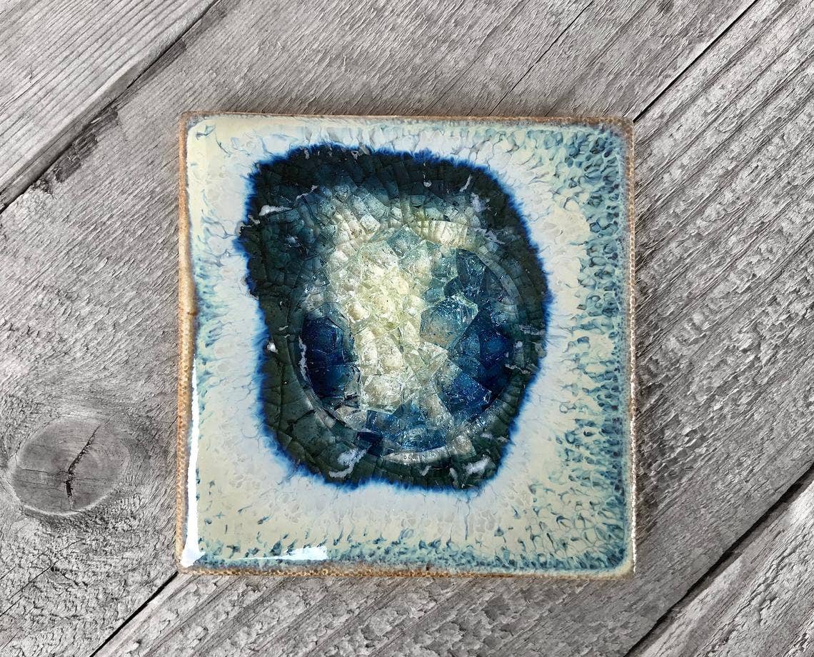 Dock 6 Pottery - Vente Sous-verre - Sous-verre Geode Crackle, individuel, 4 « x 4", verre fondu9