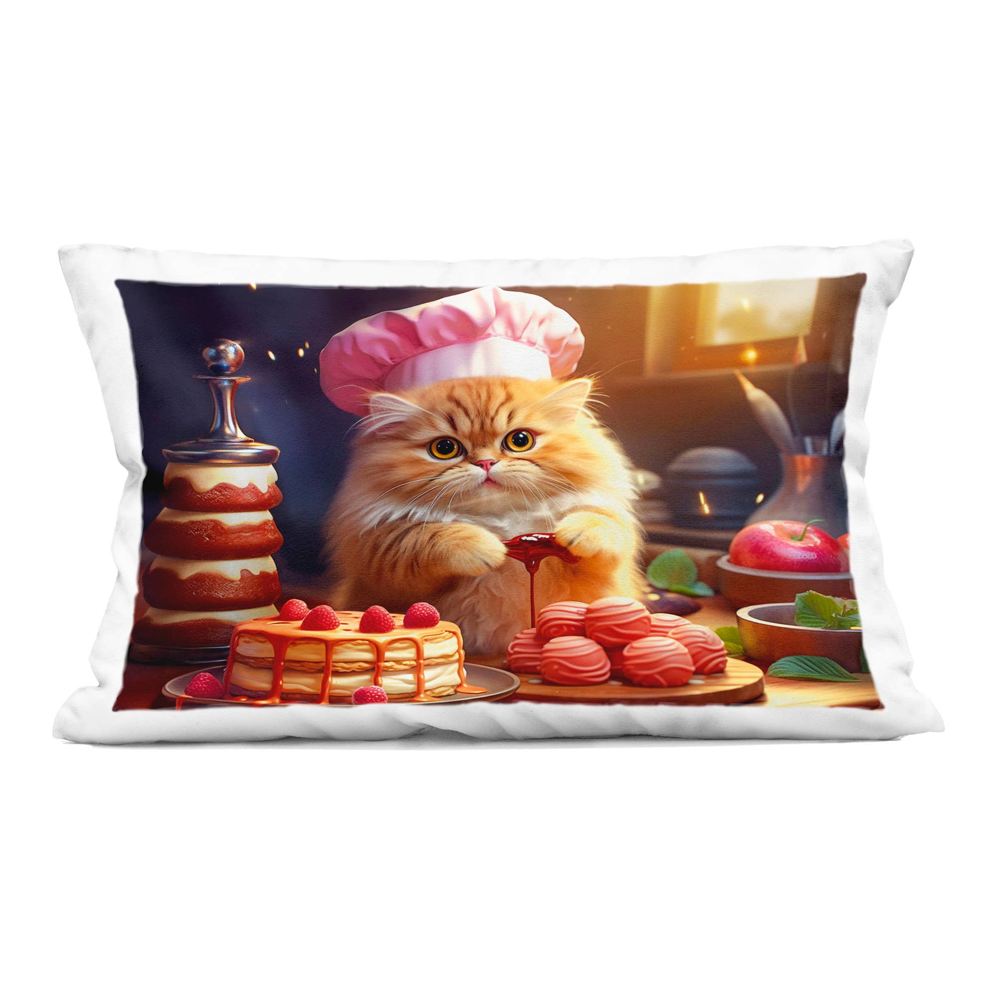 Stupell Industries - Wholesale Throw/Decorative Pillow - Fluffy Baker Cat - Decorative Throw Pillow, 14x200
