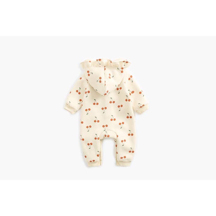 MyKids-USA® - Wholesale Jumpsuit - Baby - Baby Girl Allover Cherry Print Ruffle Design Single Breasted