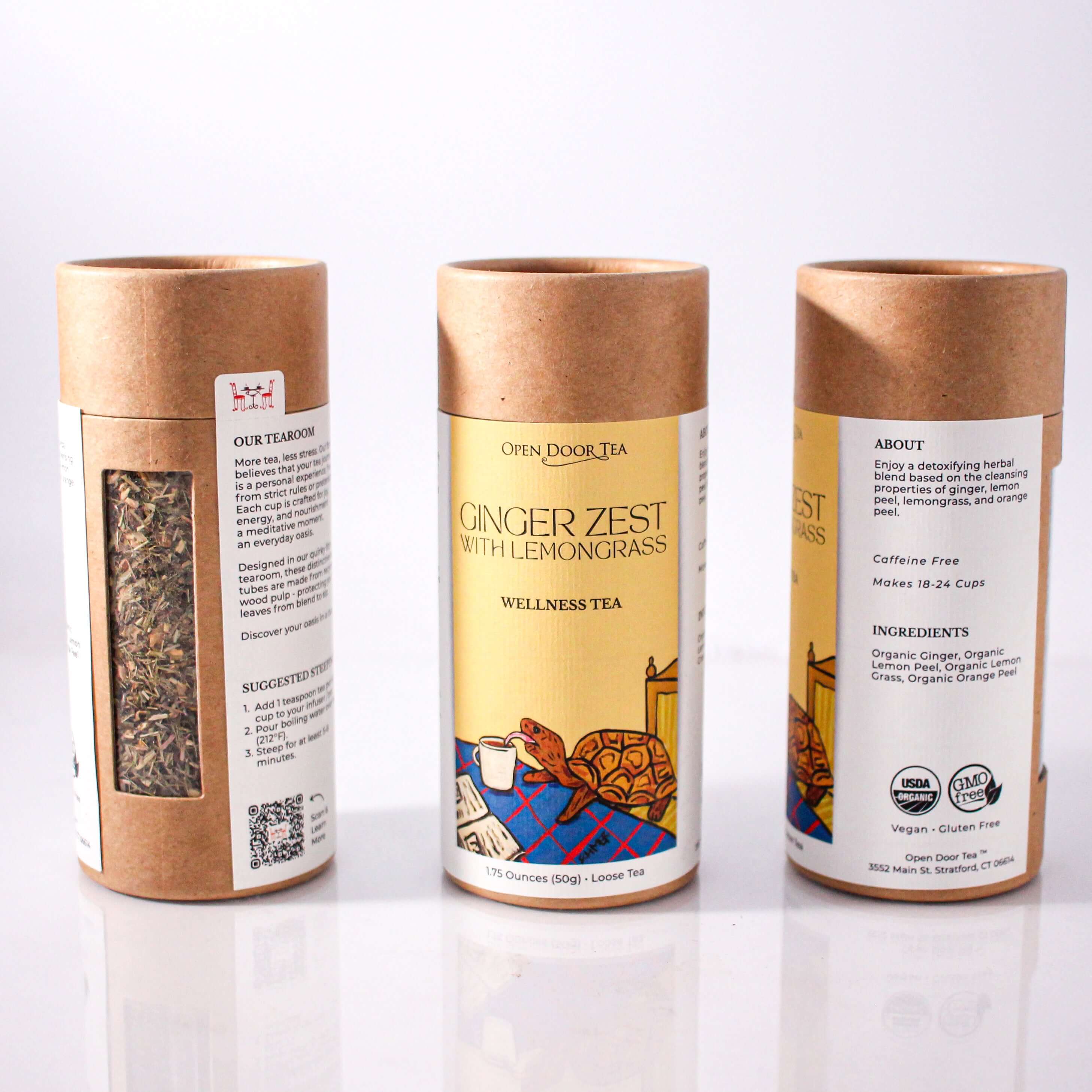 Open Door Tea - Venta al por mayor Tés saludables/desintoxicantes - Ralladura de jengibre con limoncillo | Té de hierbas orgánico 3