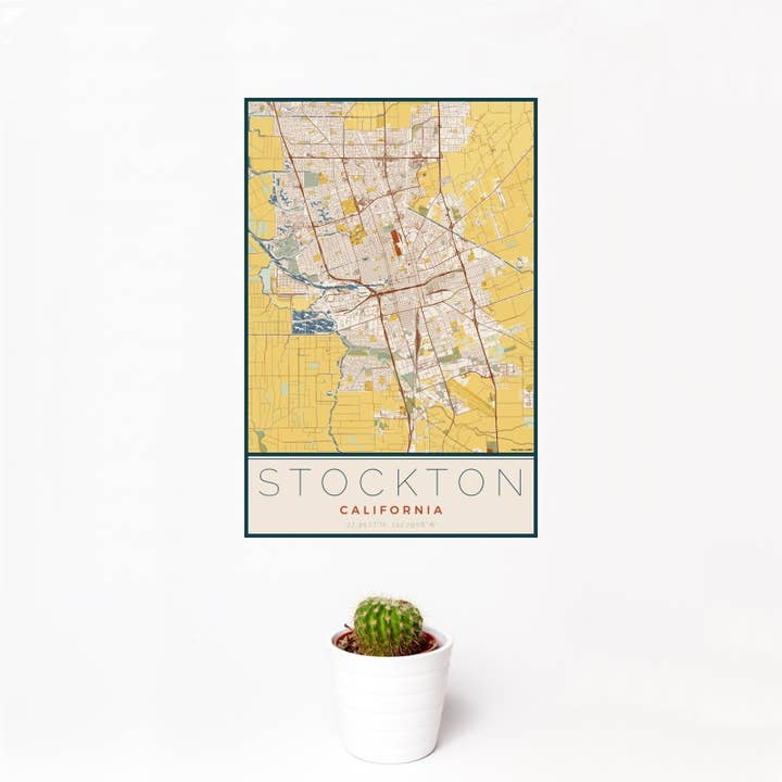 Stockton CA Map Print Woodblock for wholesale by JACE.design